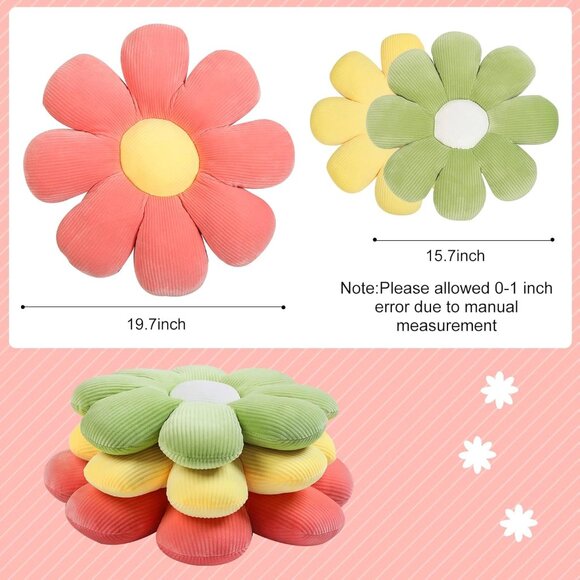 Daisy Flower Accent Pillows Seat Cushions Room Decor 3PC Set SEALED - Picture 5 of 8